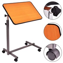 Adjustable Overbed Table Laptop Desk Wheels Tilt Angle Adjustment 27-44&quot;... - $66.45
