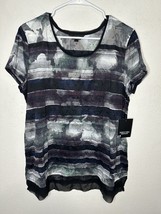 Simply Vera Want Striped Watercolor Crinkle Top Shirt Size XL - $24.99