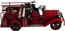 Model Truck Transportation 1910s Fire Engine Red Metal Handmade Han - $109.00