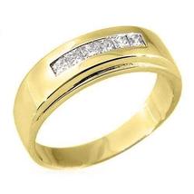 14k Yellow Gold Princess Cut 6-Stone Men&#39;s Diamond Ring .75 Carats - £1,578.76 GBP