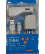 Reiko 3-In-1 Charger / Data Cable Micro USB For iPhone 5- 8 Color White - $13.97 CAD