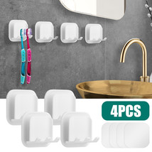 4Pcs Toothbrush Holder Wall Mounted Self Adhesive Hanging Tooth Brush Cup Stand - £14.36 GBP