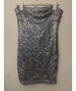 Silver Sequin Sparkly Sleeveless M Mini Dress W Back Zipper Charlotte Russe - $265.90 MXN