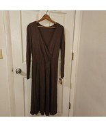 Lapis Women’s Boho Faux Wrap Midi Dress Brown Long Sleeve Size Medium NWT - £32.09 GBP