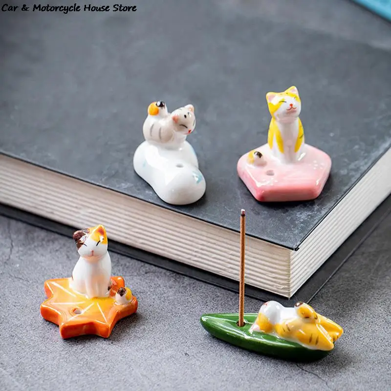 1Pc Cute Cartoon Cat Ceramic Incense Holder Incense Plug Incense Censer High - £9.33 GBP+