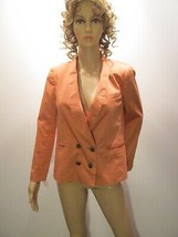 J CREW Jacket Blazer Orange Style 23236 Double Breasted Pockets Cotton B... - $29.95