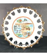 Vintage FLORIDA SOUVENIR Serving Tray Made in Japan Hibiscus Map Mocking... - £14.05 GBP