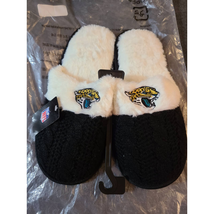 NFL Slipper Womens Large Black Slip On Cable Knit Soft Comfort Flat Casu... - £15.79 GBP