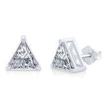 1/2Ct Trillion Cubic Zirconia Stud Earrings Women&#39;s 14k White Gold Plated Xmas - £93.11 GBP