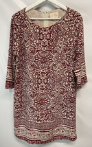 Skies Are Blue Shift Dress Maroon Ivory Floral Lined Bring UR BOOTS! M - £23.36 GBP