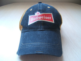 Distressed Budweiser Beer Trucker Cap Snapback Mesh Hat Worn - £12.24 GBP