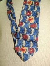 Ungaro Paris Italy Neck Tie/Necktie Silk blue gray red flowers black 58&quot;... - $13.49