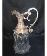 Antique Claret Jug Decanter Silver Plate Cut Glass Wine Bacchus Server Pitcher - $895.00