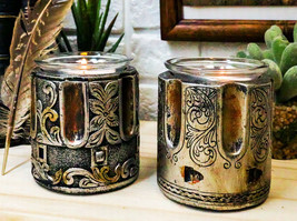 Set of 2 Rustic Western Pistol Bullet Barrel Votive Tea Light Candle Hol... - £20.09 GBP