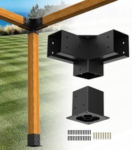 4X4 Pergola Kit 3-Way Right Angle Corner 4X4 Pergola Bracket Kit, Includ Screws - £70.34 GBP