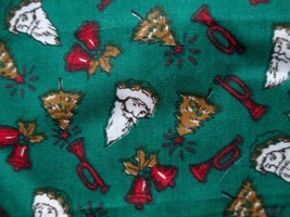 Fabric Christmas White Santa Red Bells on Green to Quilt Craft Sew 3 Pcs $3.75 - £2.92 GBP