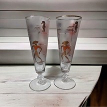 Set of 2 MCM Libbey Caribbean Calypso Pilsner Glasses Bongo Dancing Sea Horse - £35.26 GBP