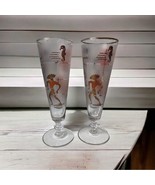 Set of 2 MCM Libbey Caribbean Calypso Pilsner Glasses Bongo Dancing Sea ... - £35.39 GBP