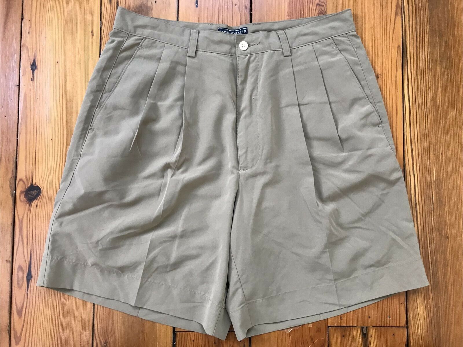 Primary image for Larry Mize Golf Travel Quick Dry Khaki Pleated Front Mens Shorts 34 33" x 8"