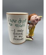 Party Celebrate Drinkers Pen Holder Coffee Cup / Tea White Made in Japan - $110.73 MXN