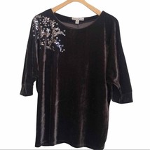 French Laundry Petite Brown velour sequin top - £24.97 GBP