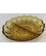 Anchor Hocking Fairfield 2 Part Divided Relish Dish Oval Fairfield Amber... - $11.02