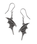 Alchemy Gothic A Night with Goethe Droppers Bat Demon Wings Earrings Hoo... - £15.76 GBP