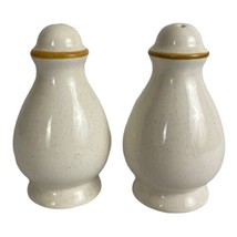 Salt and Pepper Shakers Japan White Speckled with Gold Trim 4.5&quot; Tall  - $21.41