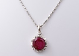 925 Sterling Silver Pendant Necklace Natural Ruby Jewelry PS-1056 - £30.92 GBP