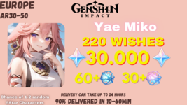 Genshin Impact | Yae Miko, 30000 GEMS, 220+ WISHES | NORTH AMERICA-show ... - £25.45 GBP