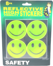Reflective Smiley Faces High Visibility Stickers 8 Per Pack New Safety Accessory - £9.00 GBP