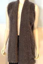 Urban Outfitters Sleeveless Shawl Collar Eyelash Knit Vest Grey One Size - £15.02 GBP