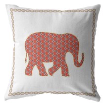 16 Orange White Elephant Indoor Outdoor Throw Pillow - £41.21 GBP