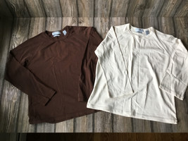 Lot of 2 Valerie Stevens Casual Pima Cotton Long Sleeve T Shirts Size M - $17.49