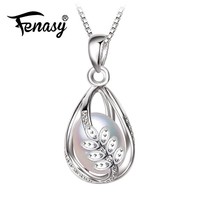 FENASY Natural Freshwater Pearl Cage Pendant Necklace For Women 925 Sterling Sil - £14.10 GBP