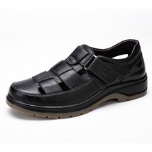 Men&#39;s Shoes Hollow Breathable Men Sandals Casual Cushioning Leather Middle-aged  - £96.21 GBP