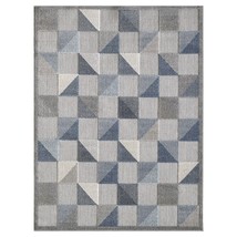 8' X 10' Blue And Gray Geometric Stain Resistant Indoor Outdoor Area Rug - €347,82 EUR