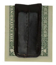 Eel Skin Leather Magnetic Money Clip Slim Credit Card Id Holder Mens Wallet BLK - £13.52 GBP