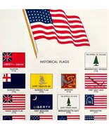 Historical Flags Of The United States 1940s Lithograph Print History Art... - $39.99