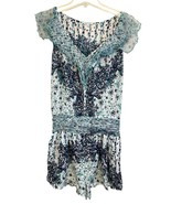 Poupette St. Barth Sleeveless Romper Size Medium Sheer Ruffle Blue Green... - $78.54