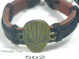 Tiger Eye-Gemstone-Leather Metal Charms Bracelets unisex Vintage Wrist Cuff 502 - £4.97 GBP