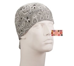 Silver Gray Paisley Fitted Bandana w/TIES Head Wrap Skull Cap Doo Do Du Rag Tied - £6.72 GBP