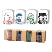 Tintin and friends set of 4 glasses Official Moulinsart product New - £35.31 GBP