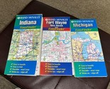 3 Rand McNally Maps Indiana,Fort Wayne, Michigan  - £9.39 GBP