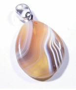 21.29Ct 25x20x5mm Yellow Striped Agate Cabochon Pendant with Bale   (New... - $8.18