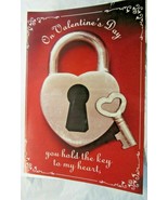 Giant Valentine&#39;s Day Card Lock &amp; Key 16&quot;x24&quot; &quot;you hold the key to my he... - £2.35 GBP
