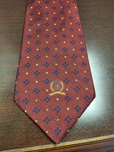 Vintage Tommy Hilfiger  Red and Navy Silk Tie with Tommy Hilfiger Crest - £6.82 GBP