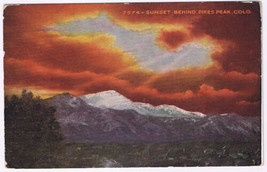 Postcard Colorado Sunset Behind Pike&#39;s Peak - $2.96