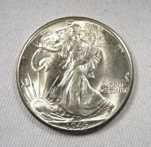 1945-D Silver Walking Liberty Half Dollar VCH UNC Coin AN307 - £69.33 GBP