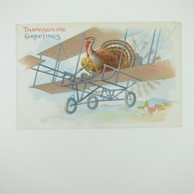 Thanksgiving Postcard Turkey Pilot Fly Plane Anthropomorphic Embossed An... - £7.98 GBP